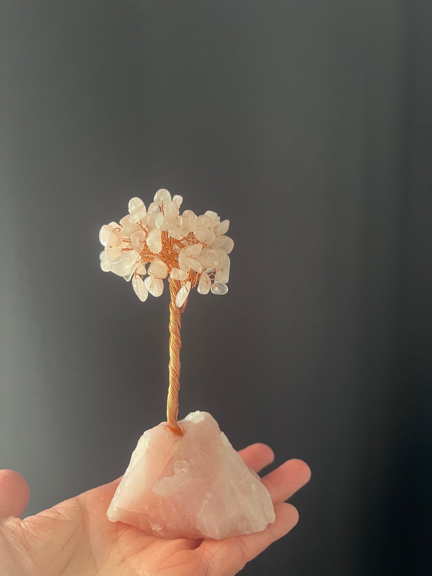 Natural Crystal Tree, Stone base, Rose Quartz