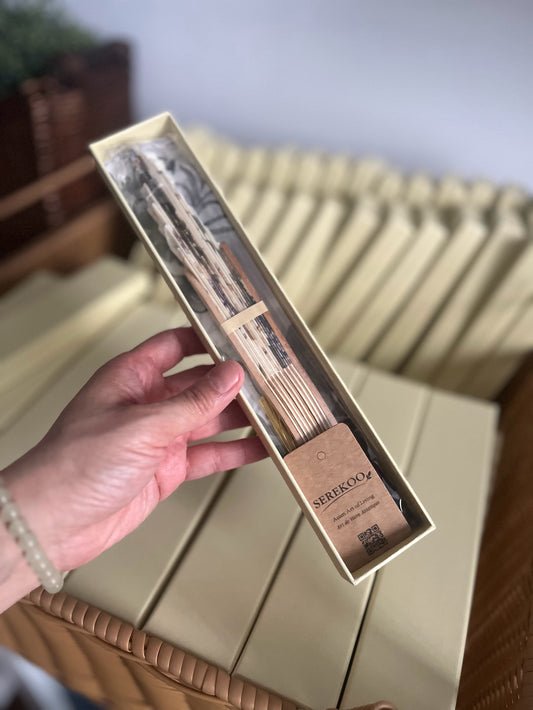 bamboo fan floral design gift packaging