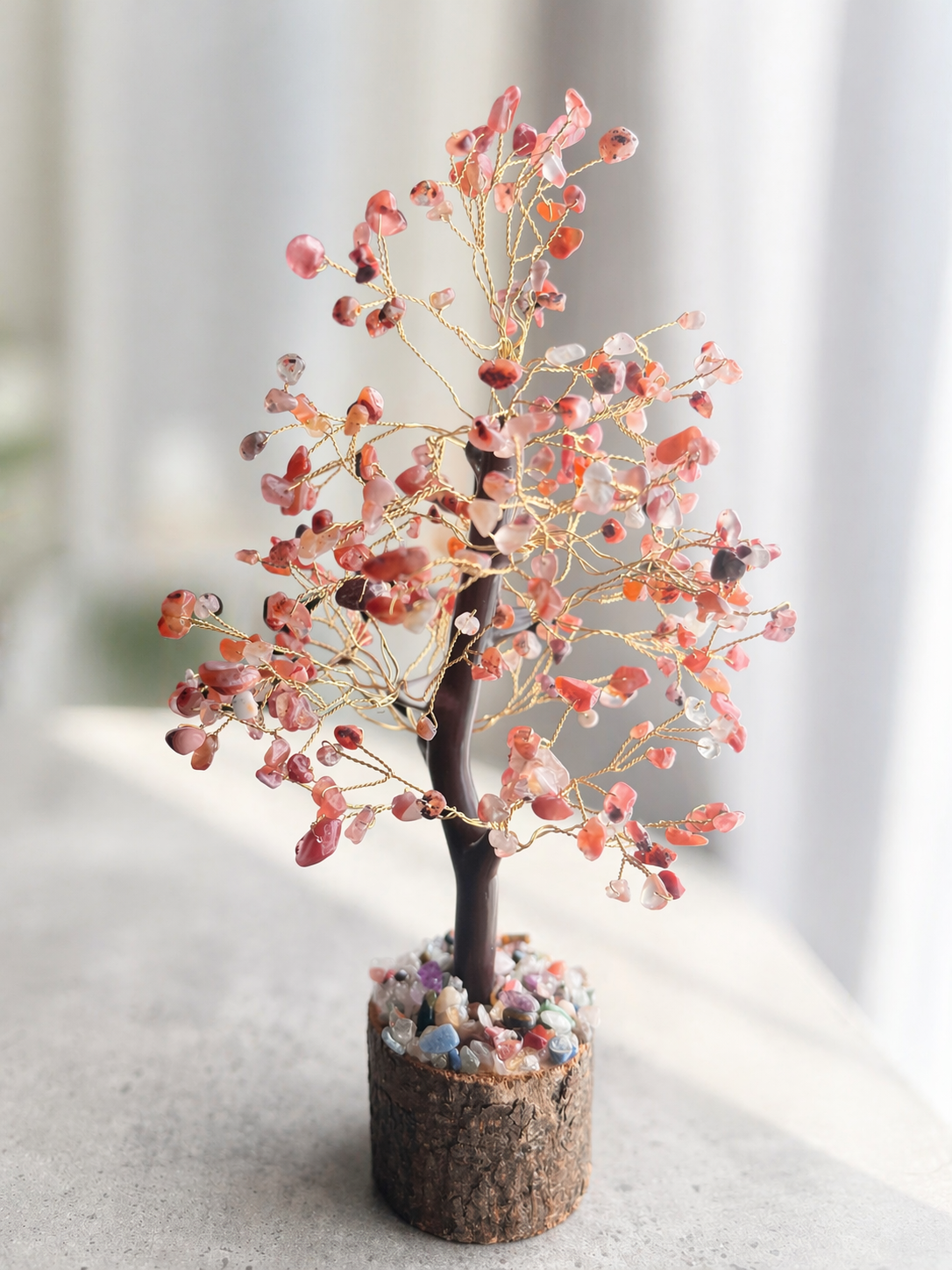 Natural Crystal Tree, wooden base, Calm Decor