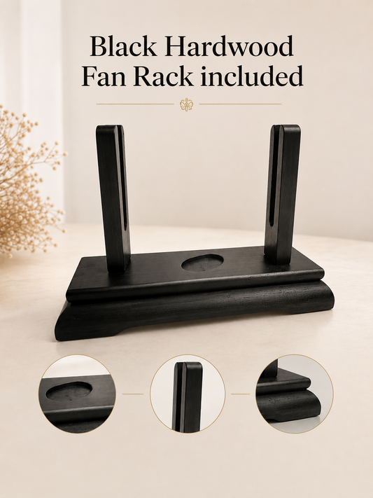 hardwood fan stand, black