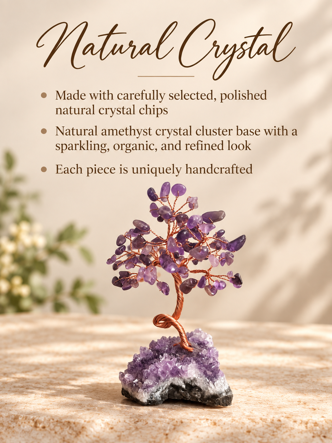 Coffret cadeau - Arbre en cristal naturel - SÉRÉNITÉ VIOLETTE - Améthyste - PAIX