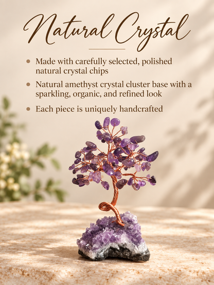 Coffret cadeau - Arbre en cristal naturel - SÉRÉNITÉ VIOLETTE - Améthyste - PAIX