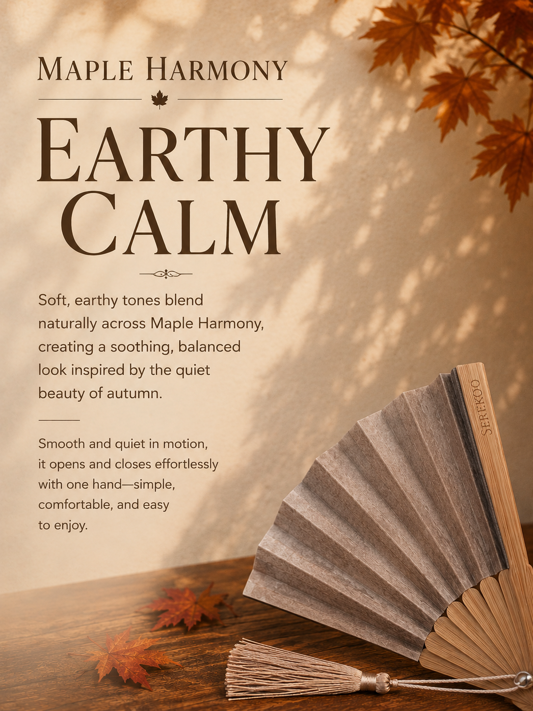 GIFT SET - Bamboo Folding Fan - MAPLE HARMONY