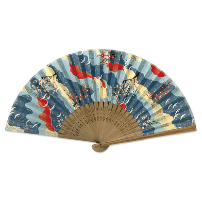 Japanese Fan, Folding Paper Fan, Plum Blossoms