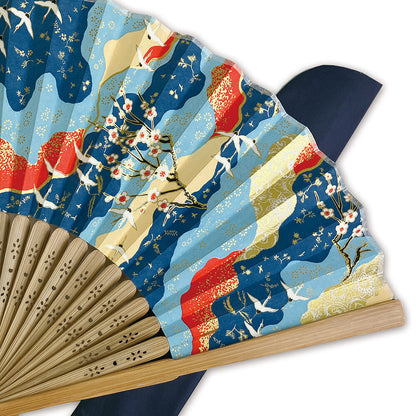 Japanese Fan, Folding Paper Fan, Plum Blossoms