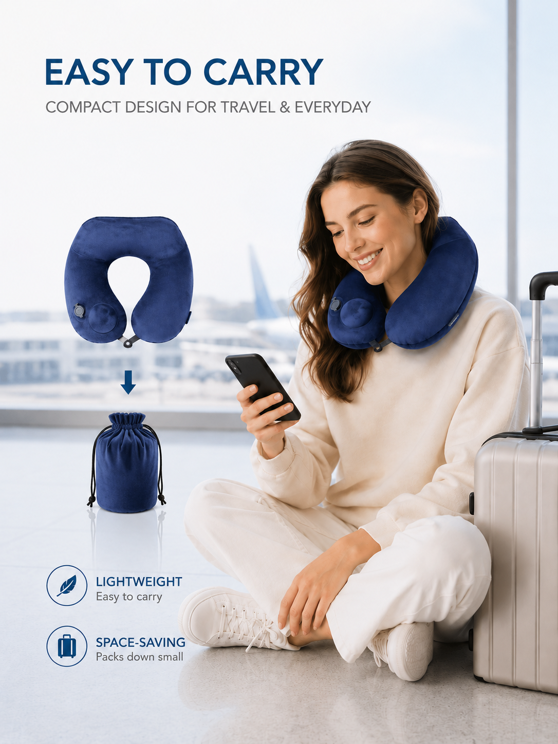 Travel Pillow, inflatable pillow, Compact Design