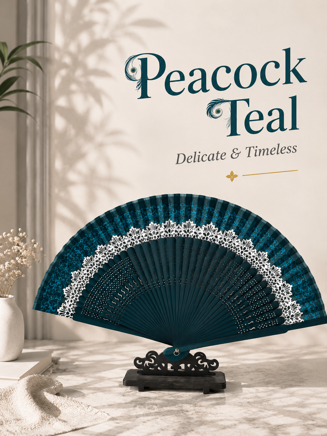 PEACOCK TEAL, Chinese folding fan -- coming soon