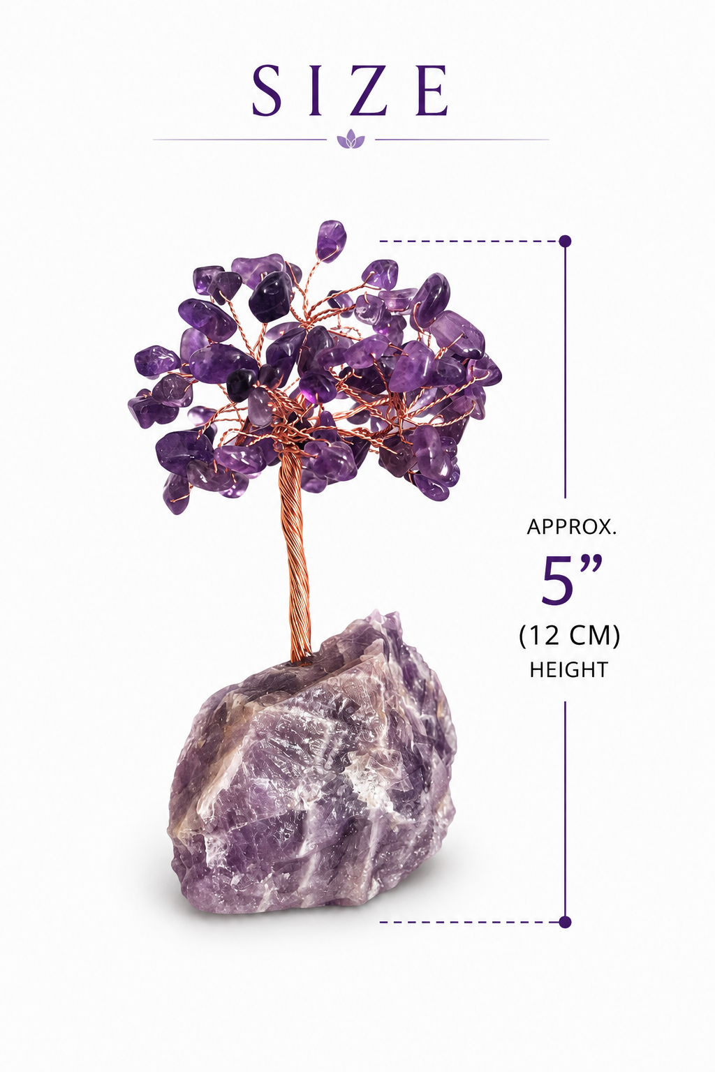 Natural Crystal Tree, Stone base, Amethyst - PEACE
