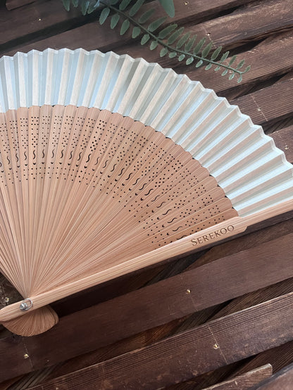 Bamboo Folding Fan - MOON BEIGE