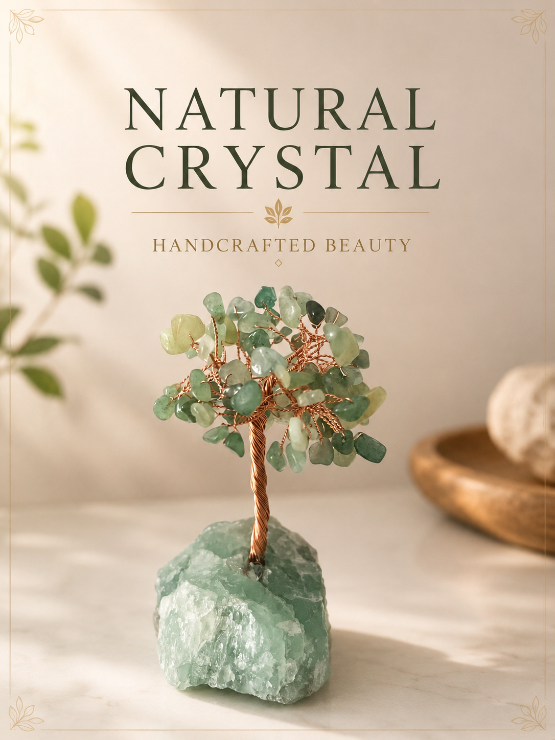 Natural Crystal Tree, Stone base, Amethyst