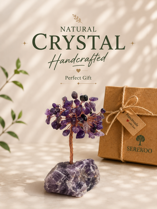 Natural Crystal Tree, Stone base, Rose Quartz