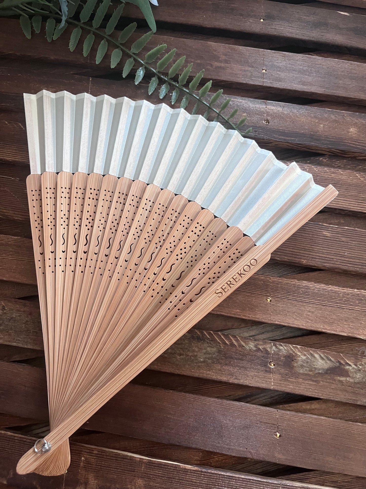 Bamboo Folding Fan - MOON BEIGE