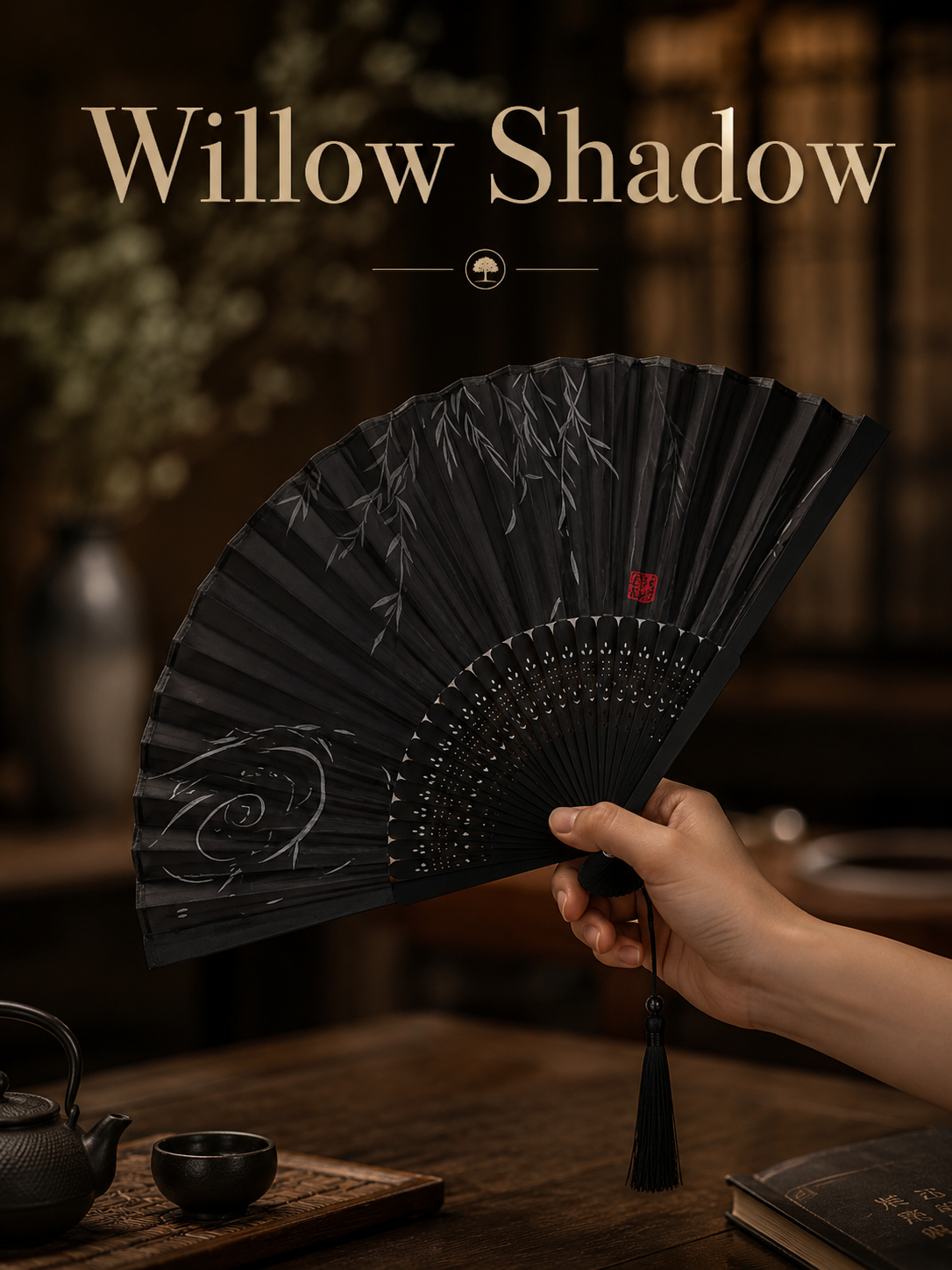 Black bamboo fan for everyday use