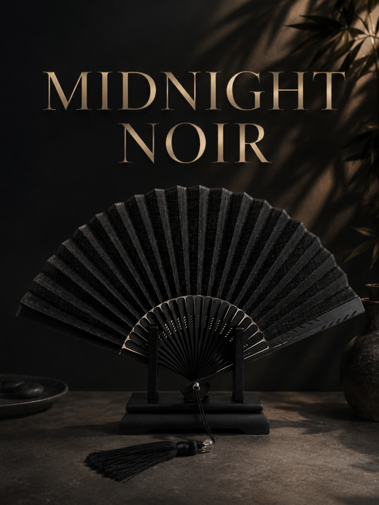 premium Black fan displayed a hard wood  stand luxury set