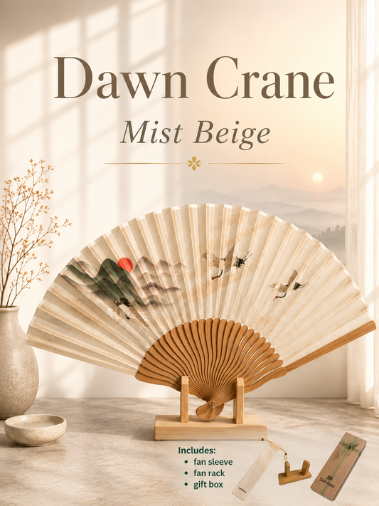DAWN CRANE, éventail chinois