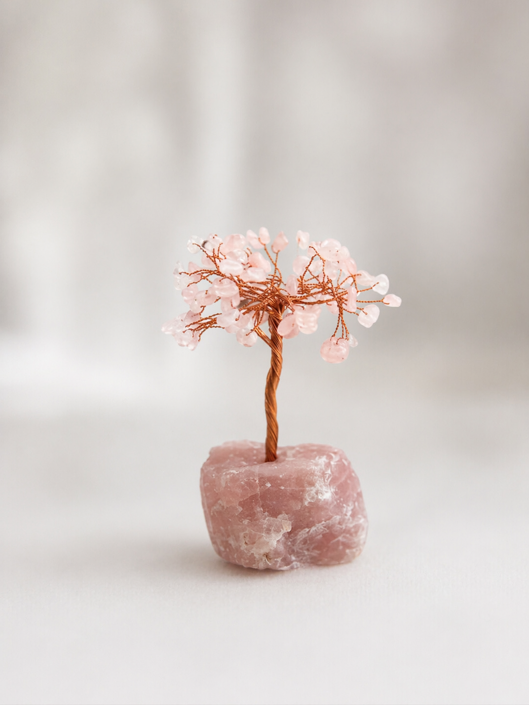Natural Crystal Tree, Stone base, Rose Quartz