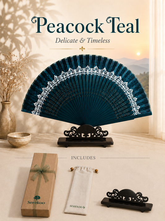 PEACOCK TEAL, Chinese folding fan -- coming soon