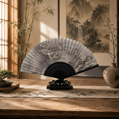 GIFT SET - Japanese Folding Fan - CLOUD DRAGON - Paper Fan