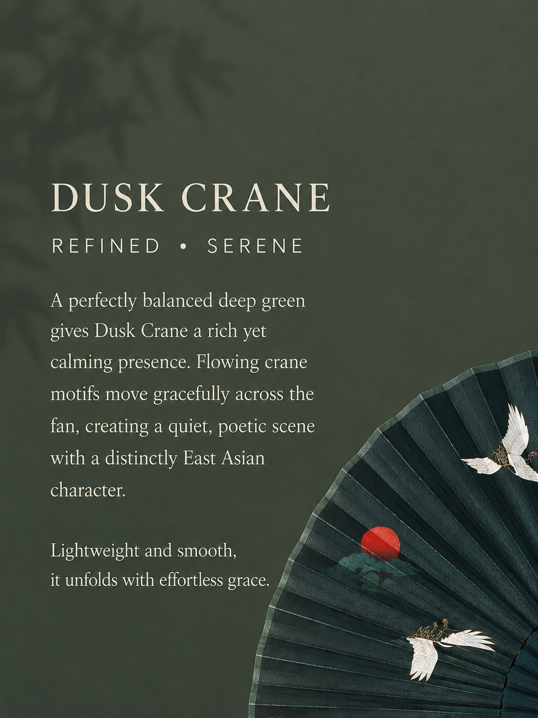 GIFT SET - Bamboo Folding Fan - DUSK CRANE