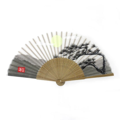 Éventail japonais, Éventail pliant. SÉRÉNITÉ DES PINS