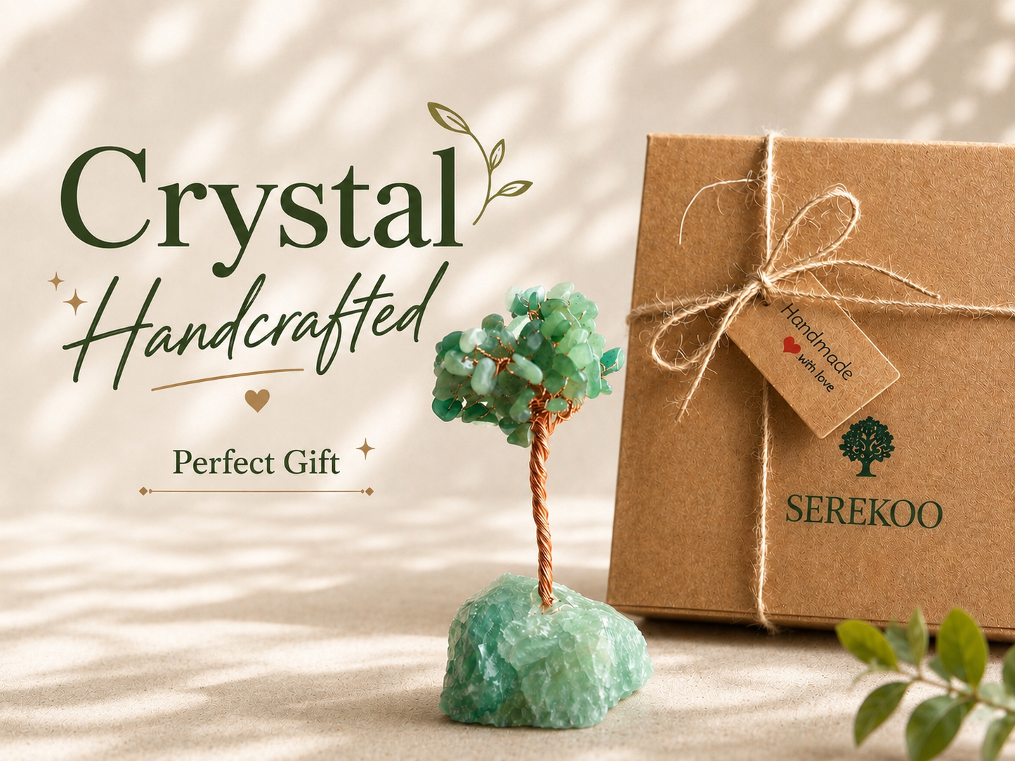 Natural Crystal Tree, Stone base, Rose Quartz