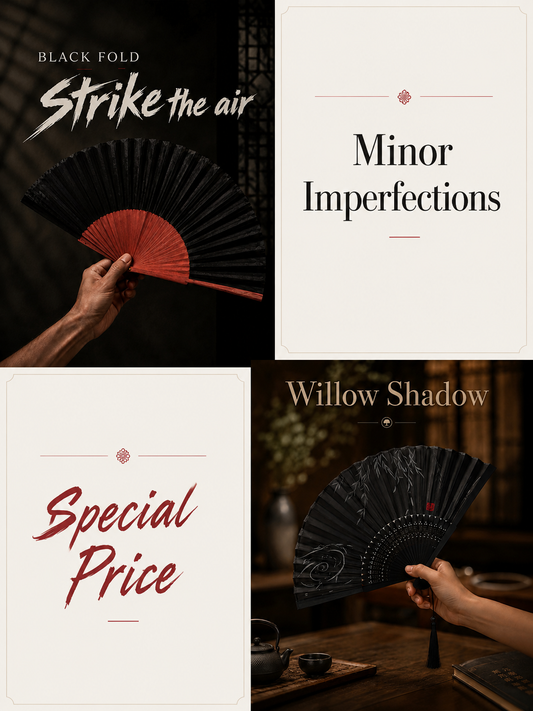 Wooden folding fan and bamboo folding fan collection set of 2 