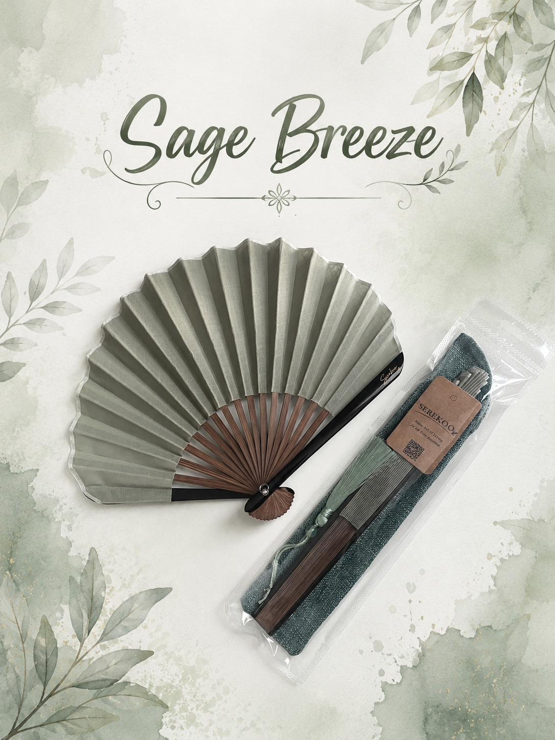 bamboo folding fan, easy to carry, everyday fan, sage-breeze