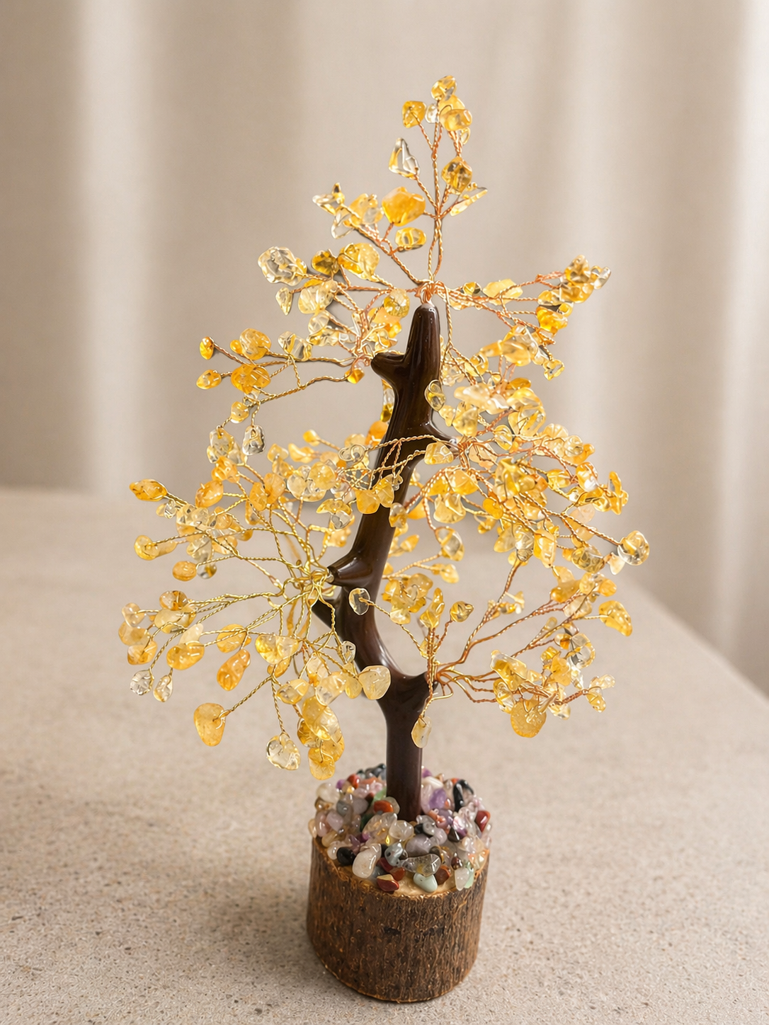 Natural Crystal Tree, wooden base, Calm Decor