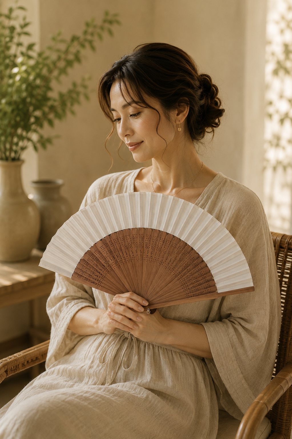 elegant bamboo folding fan crafted with natural bamboo ribs