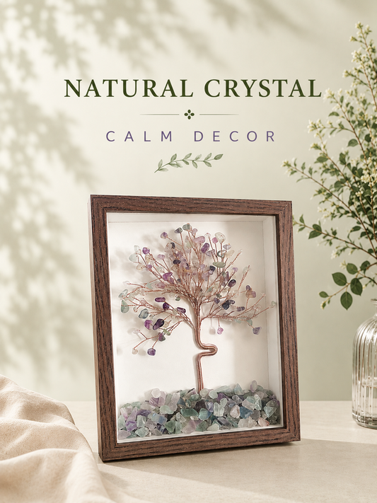 framed natural crystal tree made with mixed crystals