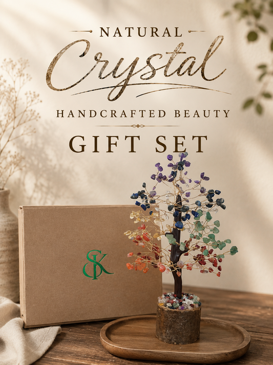 gift set of natural crystal tree made with mixed crystals