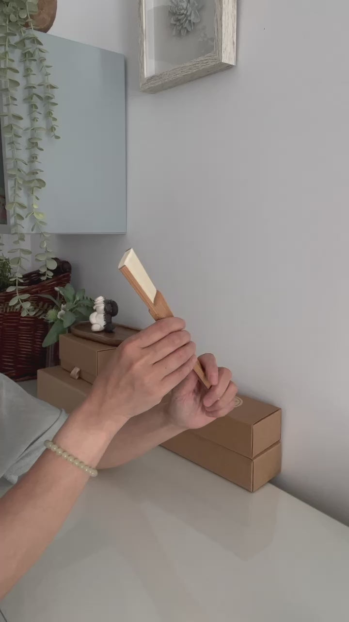 moon beige folding fan smooth openning