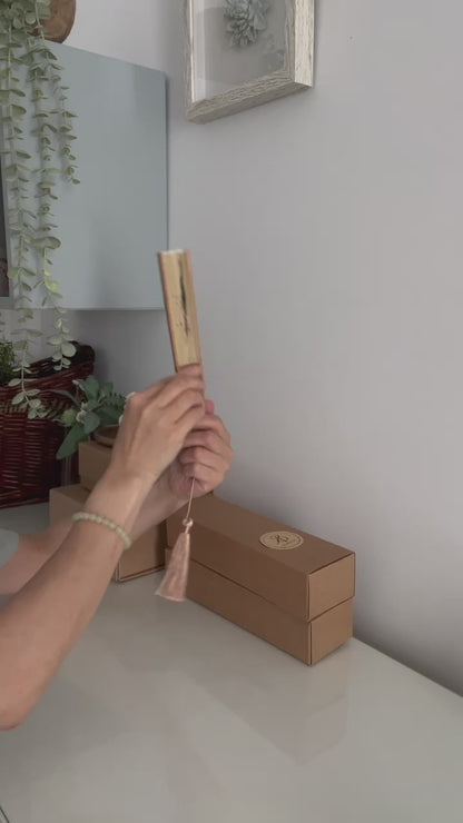 GIFT SET - Bamboo folding fan - DAWN CRANE