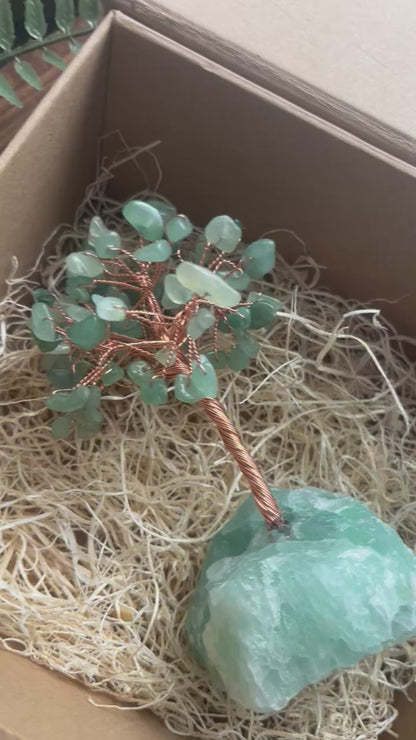 Gift Set - Natural Crystal Tree-Stone base-Green Aventurine - GOOD LUCK